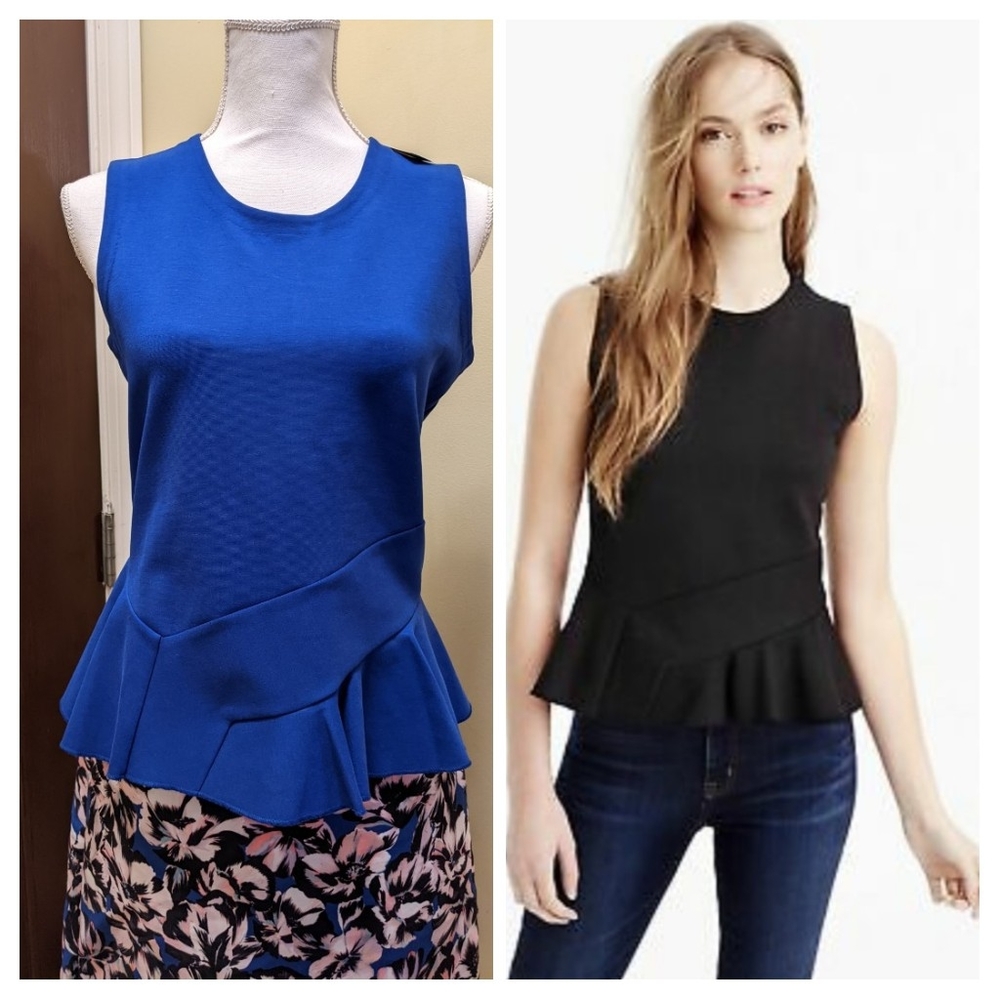 Asymmetrical Peplum Structured Flutter Hem Top